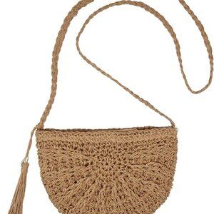 Women Straw Crossbody Purse Straw Clutch Bag Summer Beach Shoulder Handbag Woven